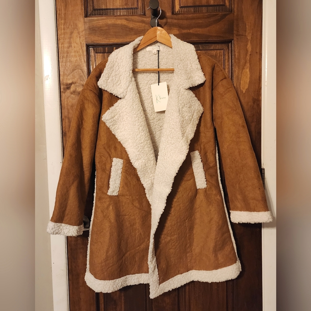 NEW Camel Teddy Bear mid-length Coat S/M